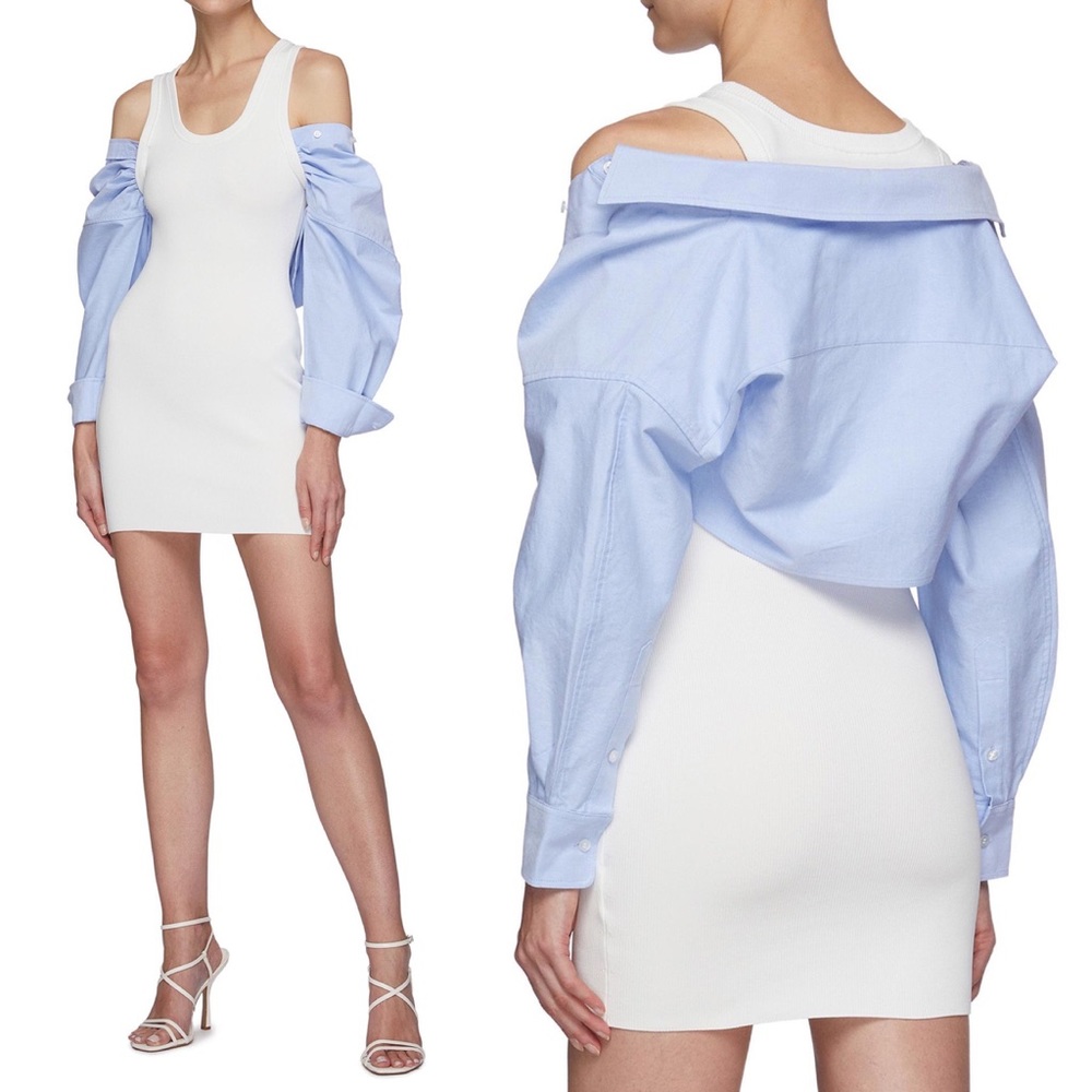 Alexander Wang T Bi-Layer Off Shoulder Oxford Shi… - image 1